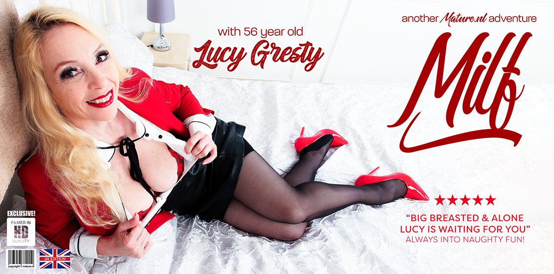 Lucy Gresty Big breasted MILF Lucy Gresty will show us how masturbation is done when you're alone Mature.NL