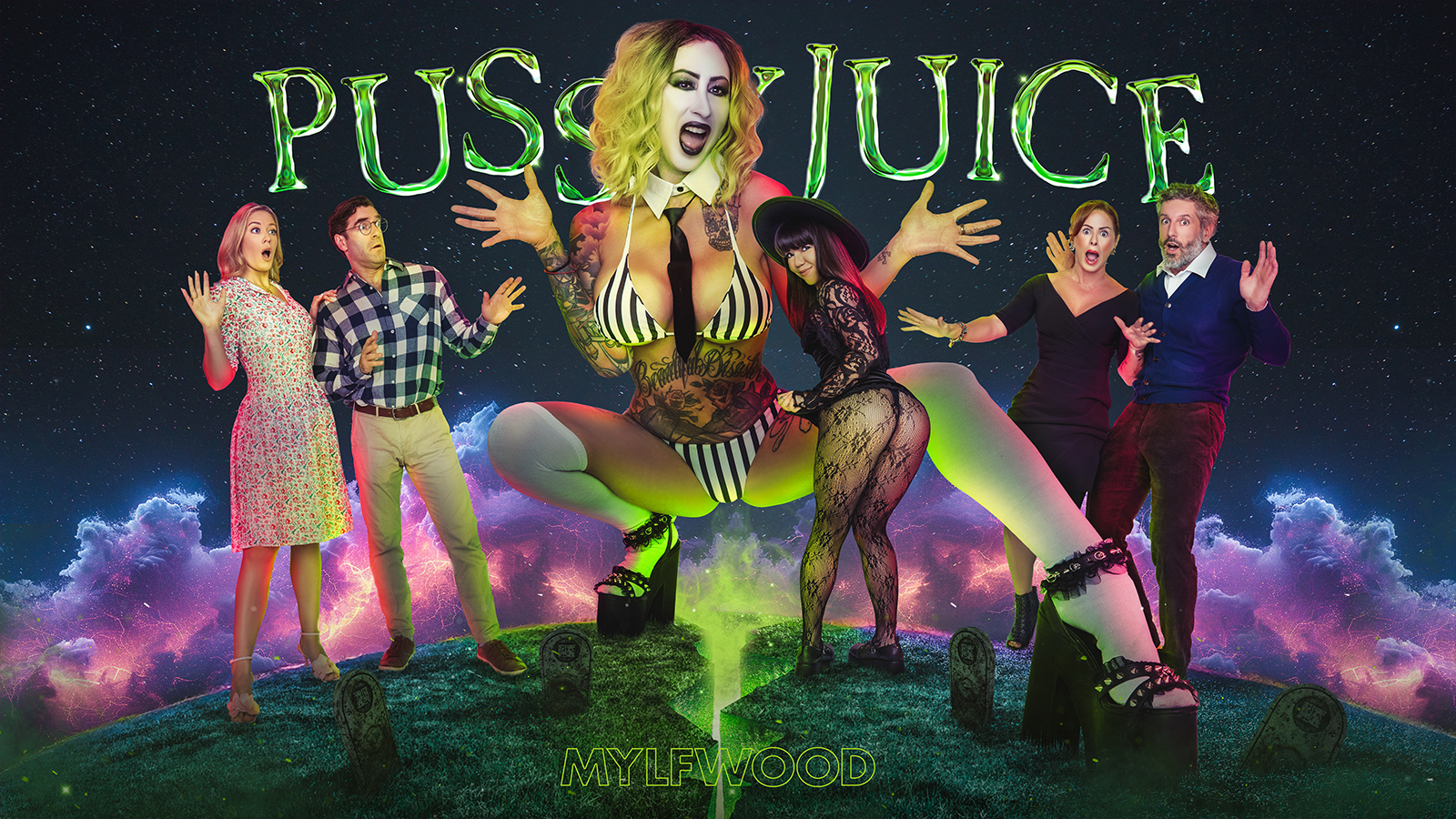 Lily Lane, River Lynn, Mochi Mona and Molly Manning Pussyjuice (Beetlejuice Parody) MYLFWood