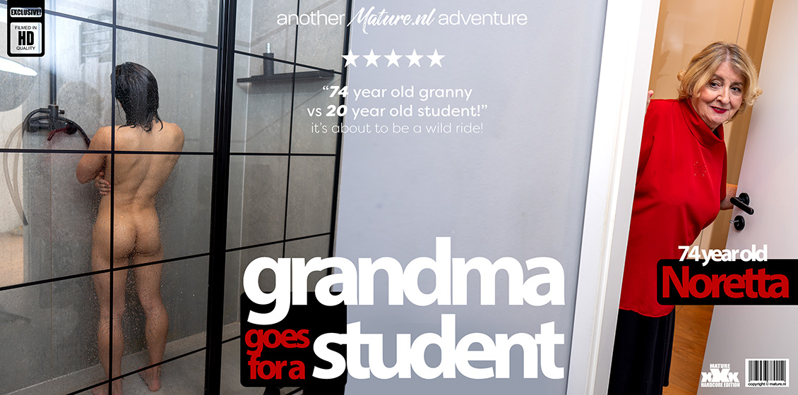 Koudai, Noretta 25 year old Exchange student gets to fuck the very horny and curvy 74 year old grandma Noretta Mature.NL